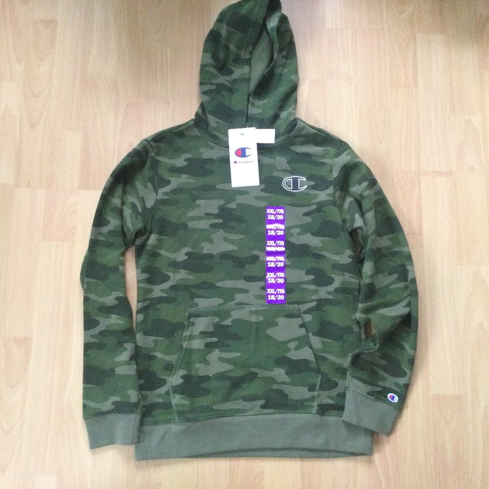 Champion Green Camo Hoodie NWT XXL Youth or Womens Small 36" Chest